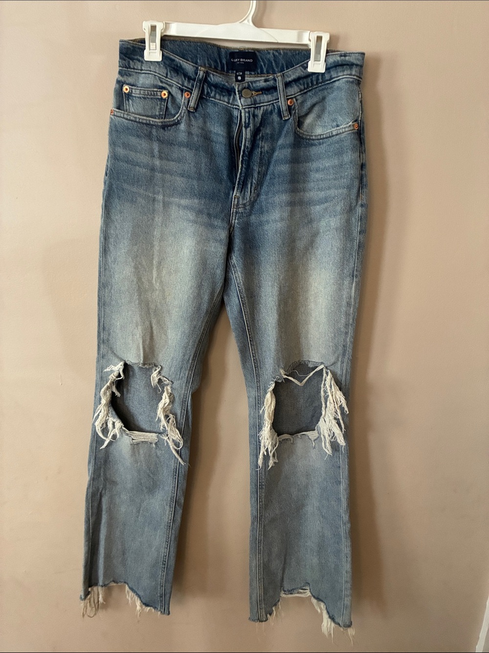 Lucky Brand Women's Distressed Light Blue Boyfriend Jeans